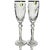 Victorian Late 20th Century Waterford Cherished Moments Platinum Rim Crystal Champagne Flutes, Pair For Sale - Image 3 of 13
