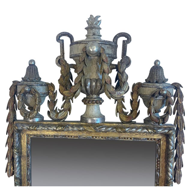 Silvered and Giltwood Swedish Neoclassical Mirror with Original Glass For Sale - Image 14 of 18