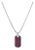 Men's .925 Sterling Silver Created Red Ruby Dog Tag Pendant Necklace - 22" Inches For Sale