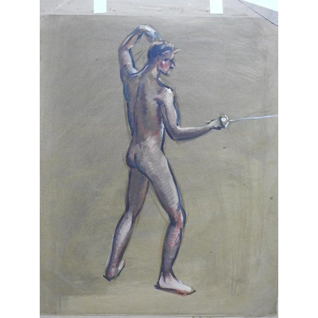 Glass Robert Whitmore Double-Sided Oil Painting Male Against Green Background For Sale - Image 7 of 11