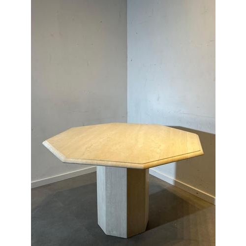 Vintage Travertine Octagonal Dining Table For Sale - Image 4 of 5