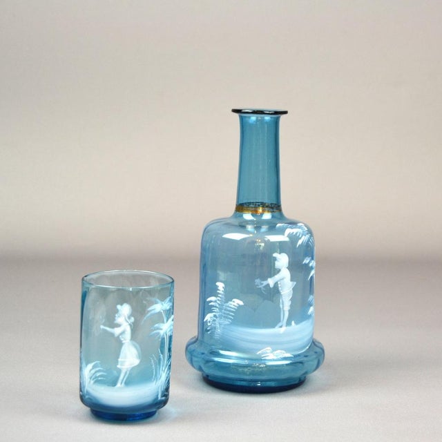 Glass Victorian Decanter with Glass, Set of 2 For Sale - Image 7 of 12