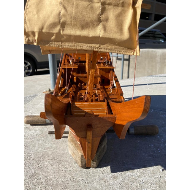 Scale Model of Chinese Junk Ship in Solid Teak Handcrafted in Hong Kong For Sale In Denver - Image 6 of 13