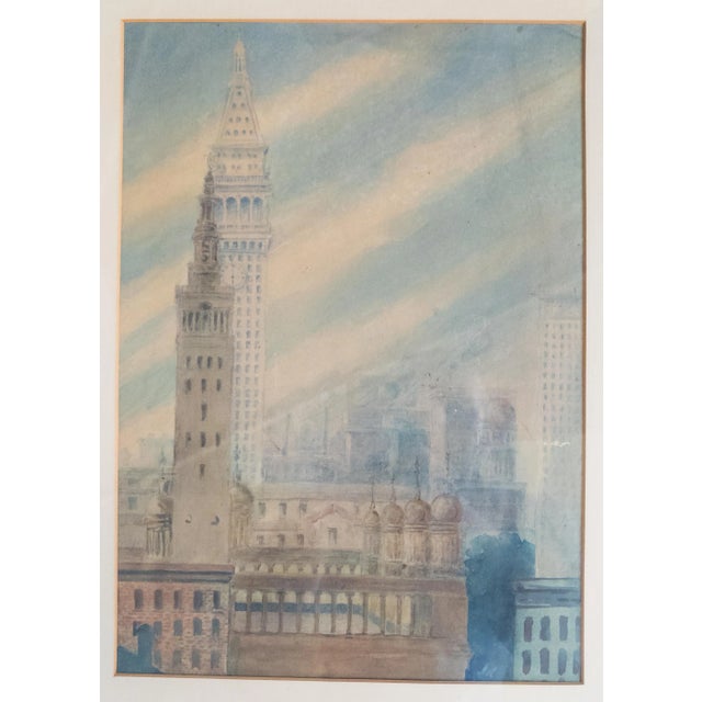 Paper 1930's Architectural Watercolor Study Painting of New York City For Sale - Image 7 of 12