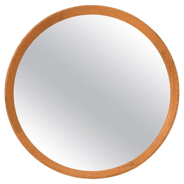 1950s Round Mirror in Oak, 1950s For Sale - Image 5 of 5