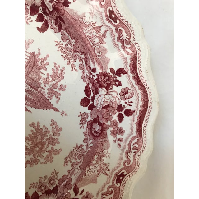 Chinoiserie Antique William Adams & Sons Staffordshire Red Transferware Plate For Sale - Image 3 of 7