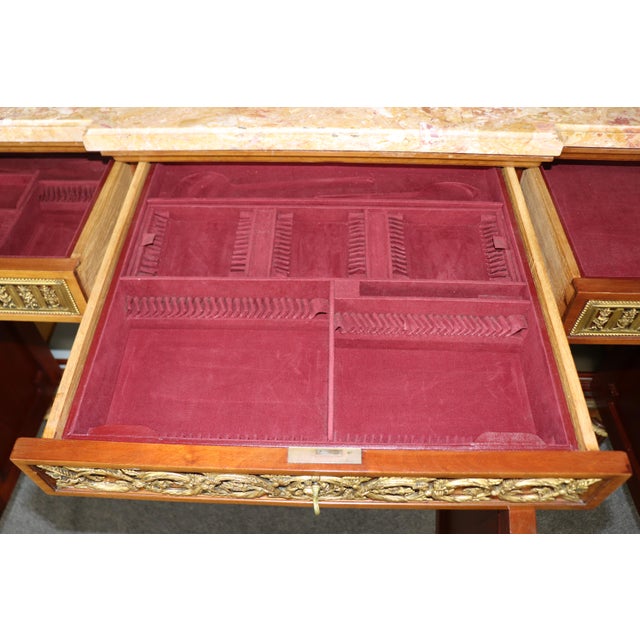 Fine Quality French Louis XVI Bronze Mounted Sideboard Buffet Marble Shelves For Sale In Philadelphia - Image 6 of 8