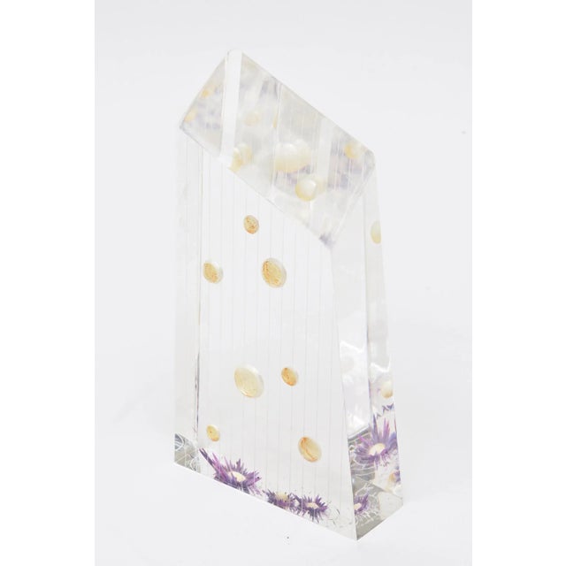 Vintage Lucite Purple and Tan Embedded Sculpture Signed For Sale - Image 10 of 10
