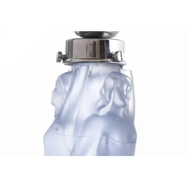 Art Deco Blue Glass Table Lamp For Sale - Image 4 of 10