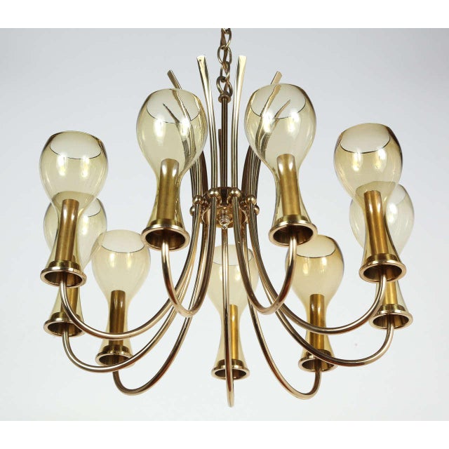 1950s Mid-Century Brass & Glass Italian Fixture For Sale - Image 5 of 7