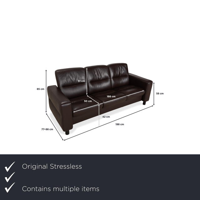 Modern Wave Leather Three-Seater in Brown Espresso from Stressless, Set of 2 For Sale - Image 3 of 18