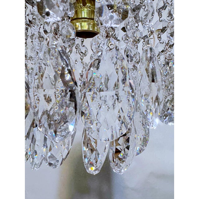 Hollywood Regency 1950's Italian Brass Rim Chandelier For Sale - Image 3 of 8