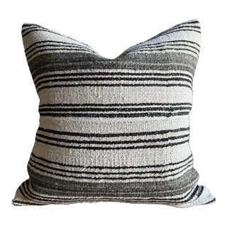 Vintage Rug Pillow Cover With Stripes For Sale