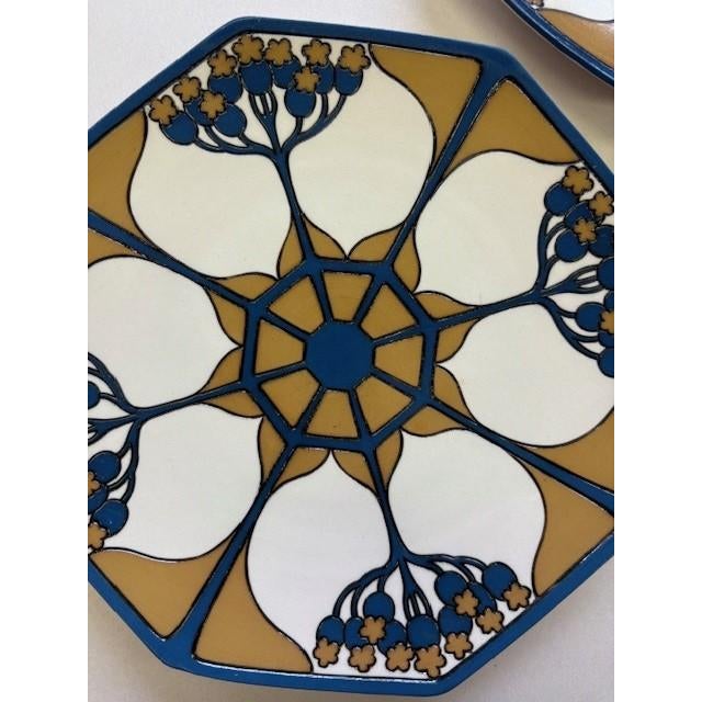 Mid-Century Modern Antique Villeroy & Boch Mettlach Art Nouveau Plates – Set of 3 For Sale - Image 3 of 8