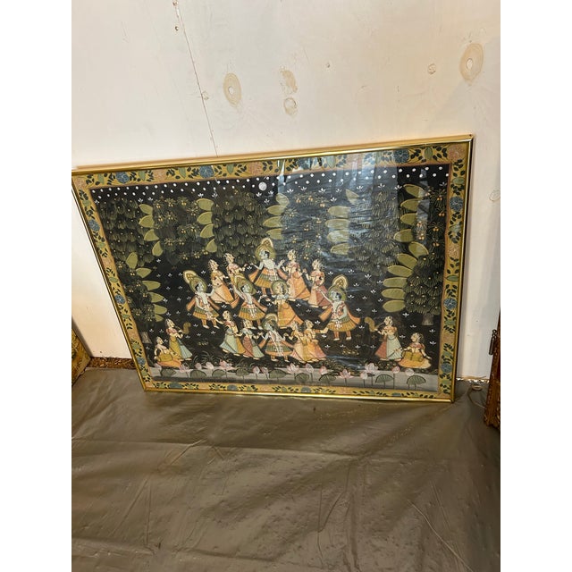 beautiful vintage monumental from India pichhwai painting on silk unique piece