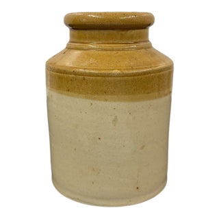 Late 19th Century Antique English Two-Tone Stoneware Crosse & Blackwell Preserve Jar by George Skey Tamworth For Sale