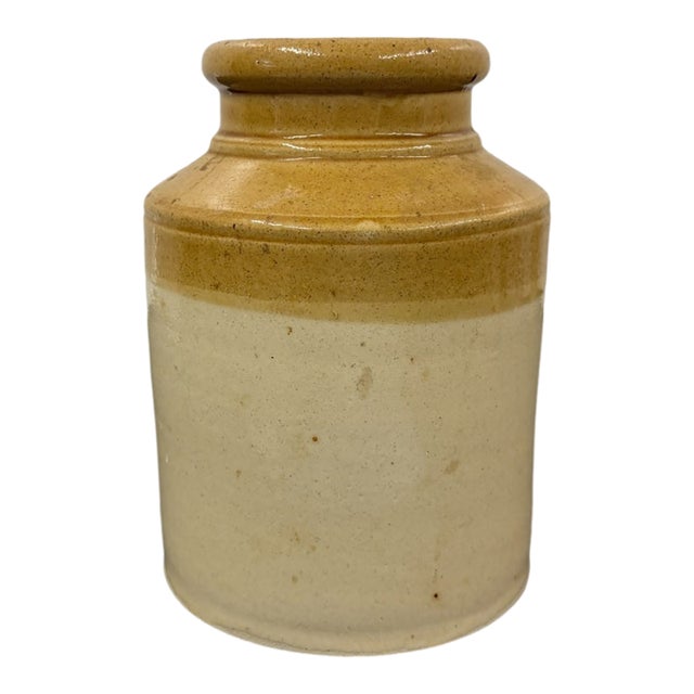 Late 19th Century Antique English Two-Tone Stoneware Crosse & Blackwell Preserve Jar by George Skey Tamworth For Sale