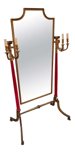 Neoclassical Venetian Brass Standing Mirror