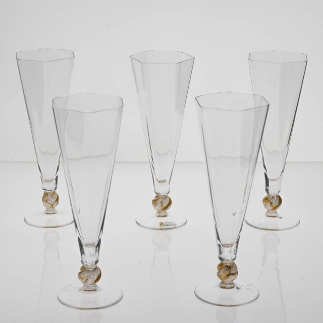 Hexagonal Flutes with Gold Inserts by Cenedese, Set of 5 For Sale - Image 10 of 18