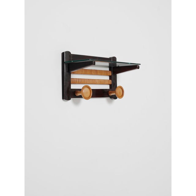 Art Deco Wood Wall Coat Hanger, Italy, 1940s For Sale - Image 3 of 6