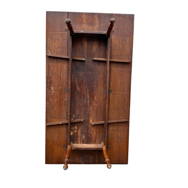 Antique Pumpkin Pine Drop Leaf Harvest Table / Dining Table Long & Narrow For Sale - Image 10 of 12