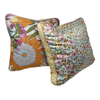 Vintage Custom Mid-Century Pucci Style Fabric Down-Filled Pillows- Set of 2 For Sale