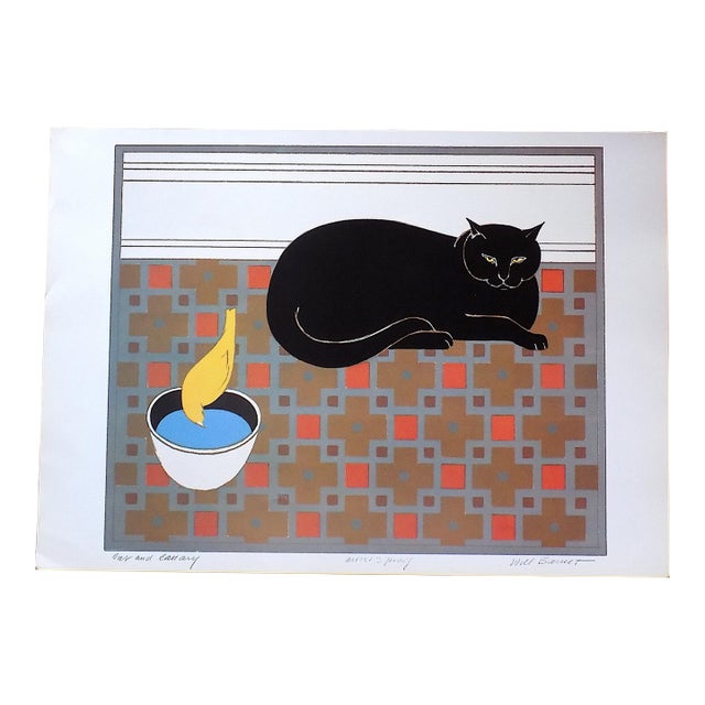 Vintage Signed/Titled Will Barnet Lithograph "Cat and Canary" For Sale