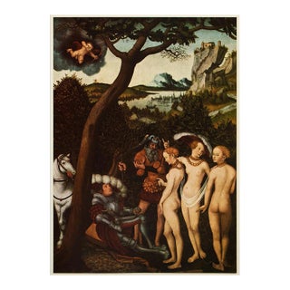 1955 After Cranach "The Judgment of Paris", First Edition Vintage Full-Color Print For Sale