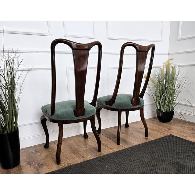 Mid-Century Modern Italian Upholstered Walnut Dining Chairs, 1950s, Set of 6 For Sale - Image 6 of 11