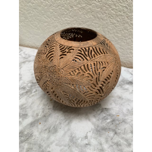 Vintage Carved Polynesian Style Palm Tree Gourd For Sale In Sacramento - Image 6 of 11