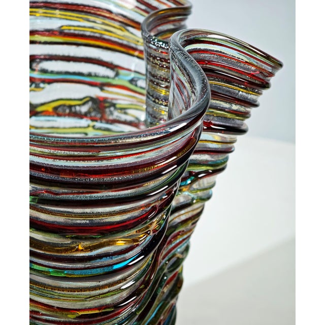Mid-Century Modern Multicolored Murano Glass Vase by Enrico Cammozzo, Italy, 1980s For Sale - Image 12 of 18