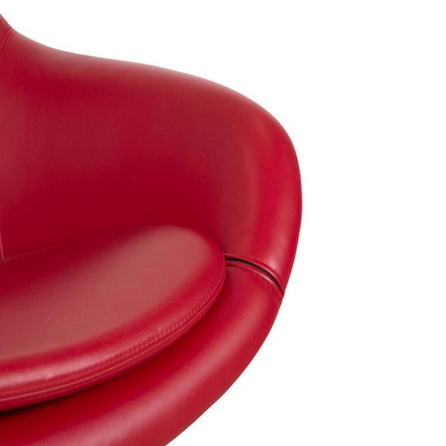 Set of Cocoon Armchair and Ottoman in Red Leather from Varier For Sale - Image 6 of 18