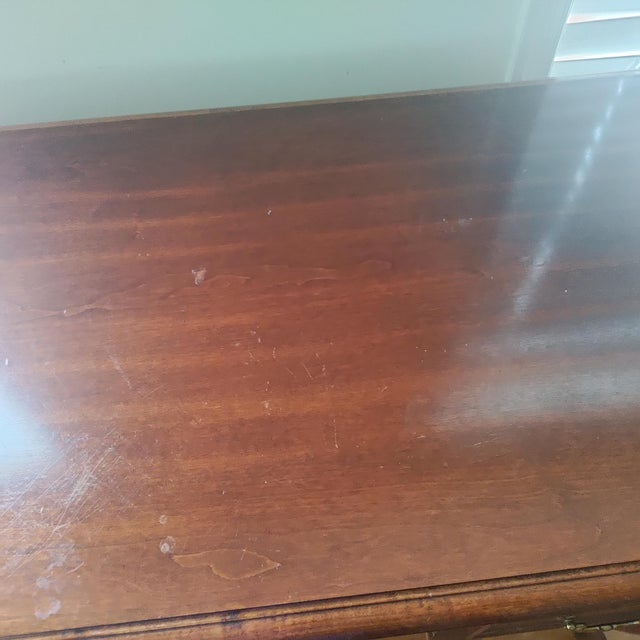 1970s Queen Anne Mahogany Writing Desk on Pad Feet W/Ball and Claw Chair For Sale - Image 10 of 11