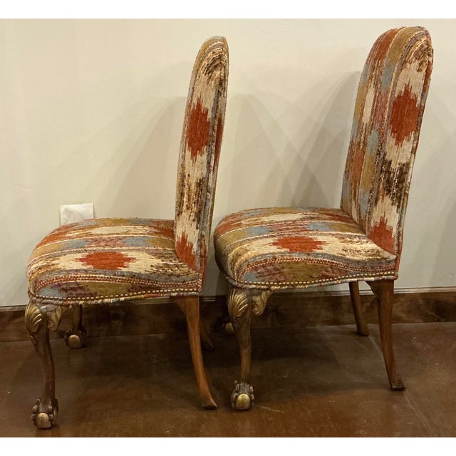 Chippendale Pair of Antique George II Style Chippendale Side Chairs With Gold Encrusted Knees. For Sale - Image 3 of 4