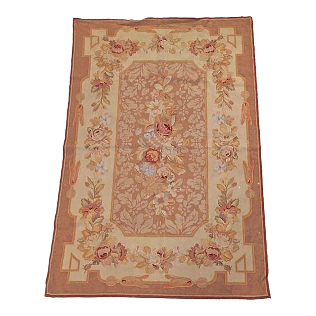Antique Floral Aubusson Needlepoint Tapestry For Sale