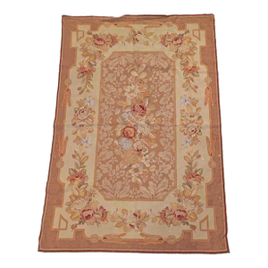 Antique Floral Aubusson Needlepoint Tapestry