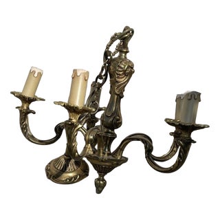 Louis XV Style Brass Chandeliers with 5 Bulbs, 1960s For Sale