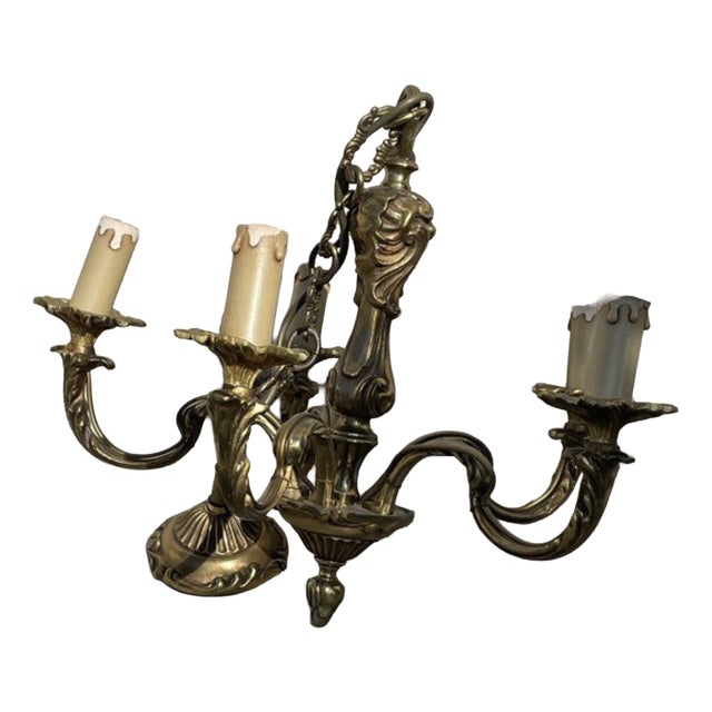 Louis XV Style Brass Chandeliers with 5 Bulbs, 1960s For Sale