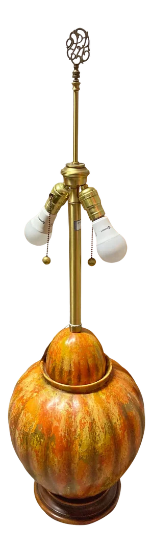Mid-Century Modern Marbro Painted Orange Ceramic Table Lamp