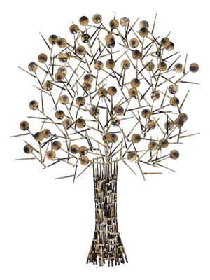 Large Brutalist Torch Cut Metal Nail Tree Sculpture from Marc Creates