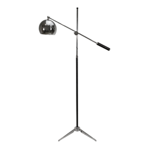 Robert Sonneman "Orbiter" Leather and Chrome Mid Century Modern Floor Lamp