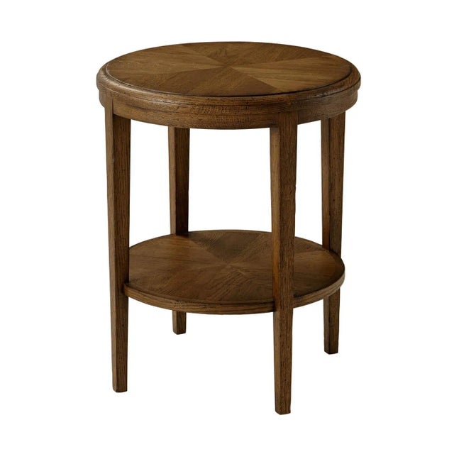 2020s Oak Parquetry Round Side Table - Dark Oak For Sale - Image 5 of 5