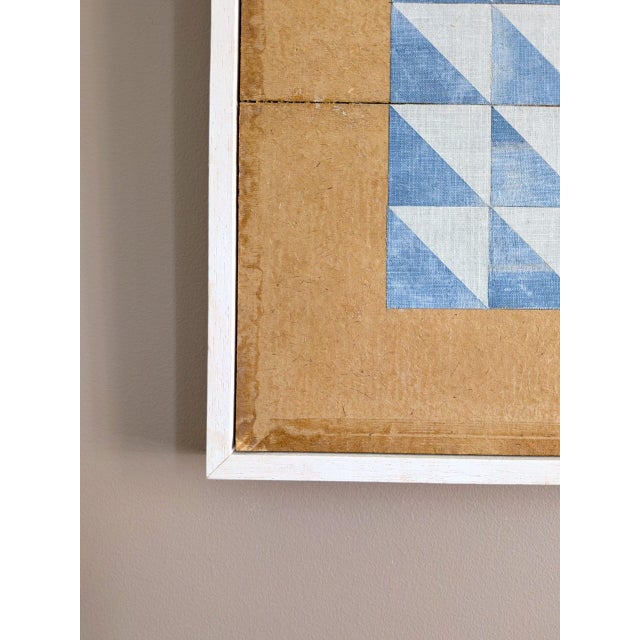 2026 Contemporary 'Geometric Collage in Blue Triangles' Original Mini Abstract Mixed Media Painting by British Artist Dave Boyd, Framed For Sale - Image 6 of 8