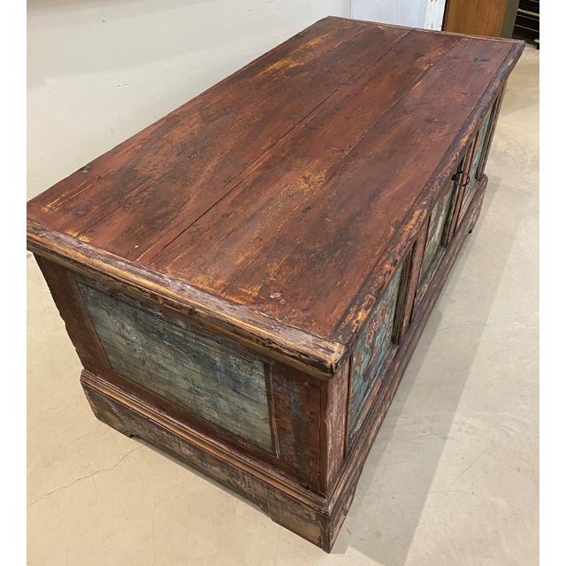 Austrian Hand Painted Wood Coffer Trunk Chest Mid 19th Century For Sale - Image 6 of 10