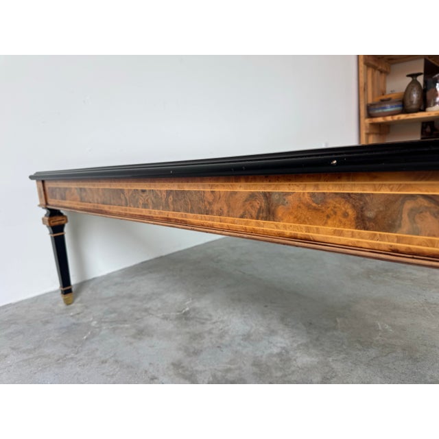 1990s Italian Colombo Mobili Neoclassical Louis XVI–Style Burlwood Coffee Table With Beveled Glass Top For Sale - Image 5 of 12