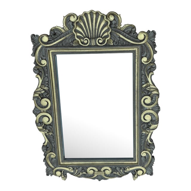 Large Mid 20th Century Hollywood Regency Two-Tone Mirror With Shell Motif For Sale