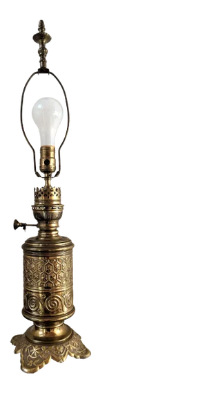 Vintage European Brass Electrified Oil Lantern