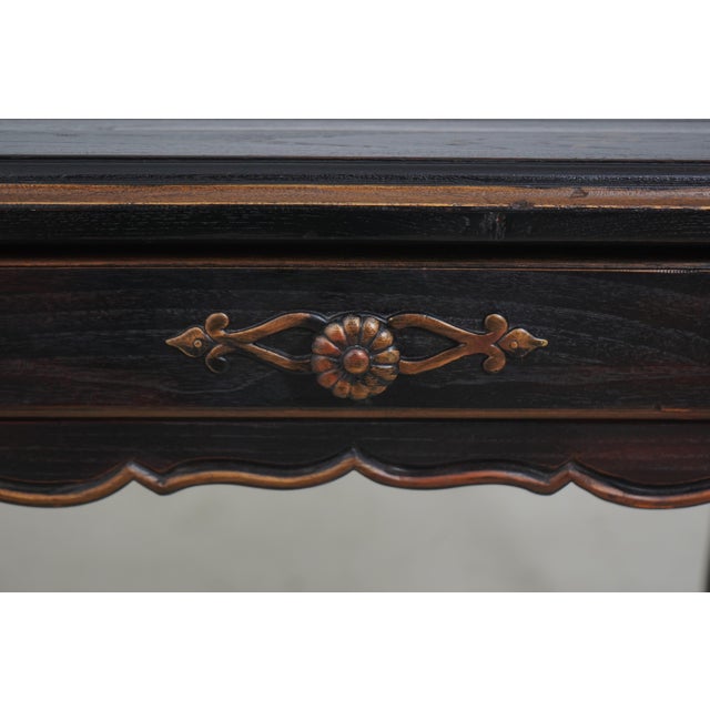 1980s Chinoiserie Decorated Distressed Finish 1 Drawer Table For Sale - Image 5 of 12