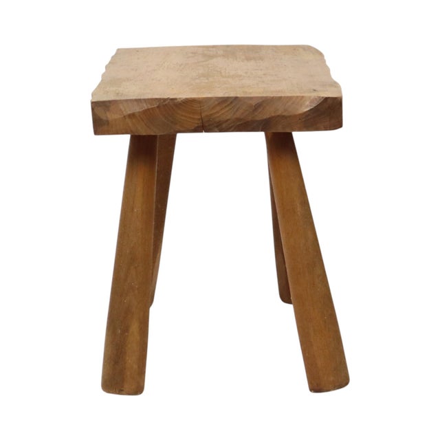 Brown Brutalist Rustic Wood Milking Stool, 1950s For Sale - Image 8 of 18
