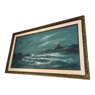 1950s Jose Luis Campuzano Oil on Canvas Large Seascape Painting For Sale